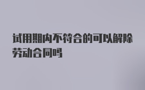 试用期内不符合的可以解除劳动合同吗