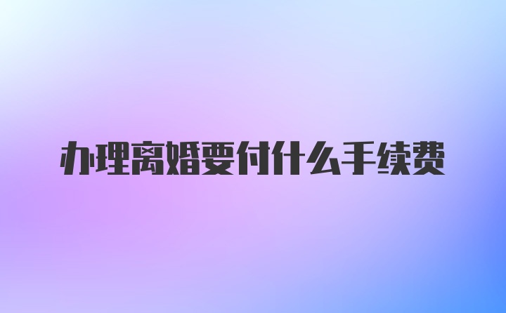 办理离婚要付什么手续费