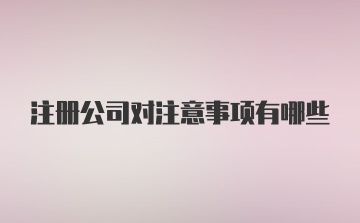 注册公司对注意事项有哪些