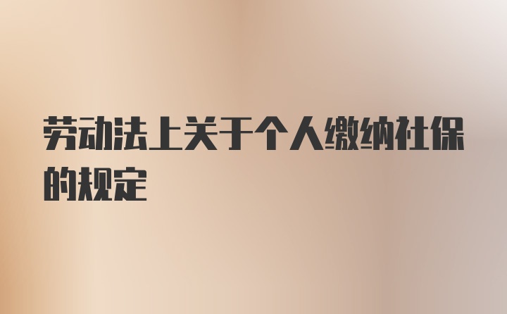 劳动法上关于个人缴纳社保的规定