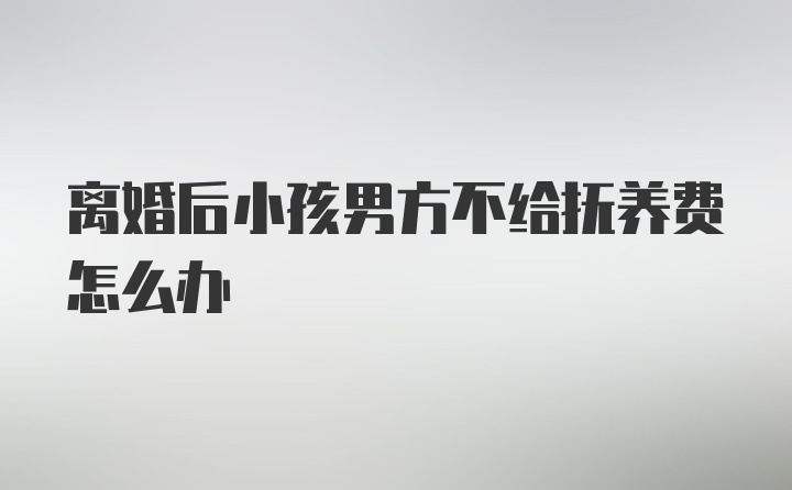 离婚后小孩男方不给抚养费怎么办