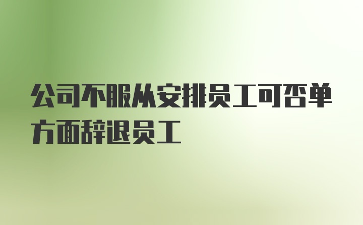 公司不服从安排员工可否单方面辞退员工