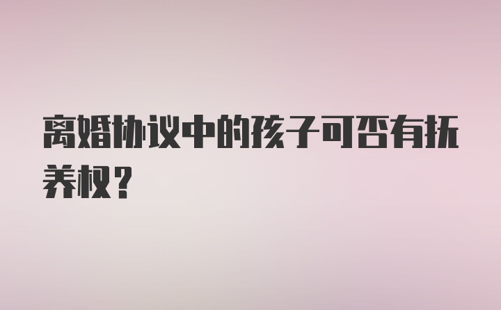 离婚协议中的孩子可否有抚养权？