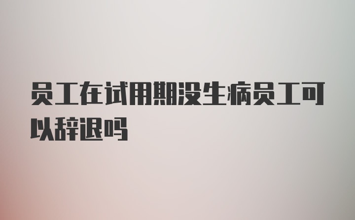 员工在试用期没生病员工可以辞退吗