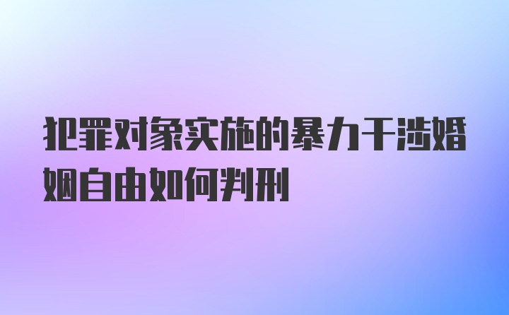 犯罪对象实施的暴力干涉婚姻自由如何判刑