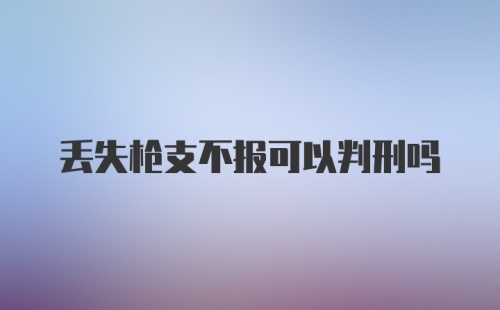 丢失枪支不报可以判刑吗