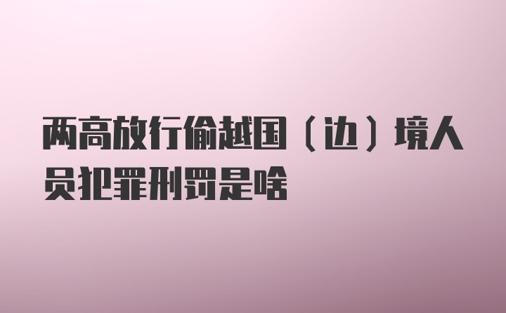 两高放行偷越国(边)境人员犯罪刑罚是啥