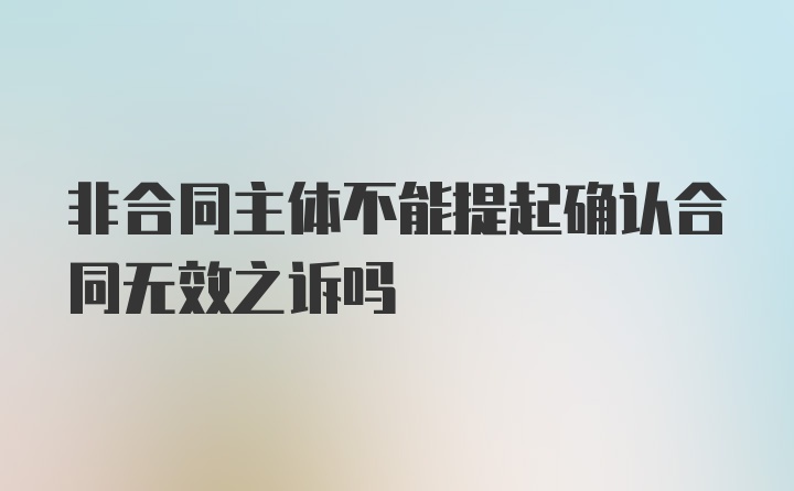 非合同主体不能提起确认合同无效之诉吗