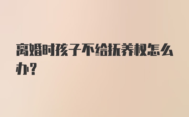 离婚时孩子不给抚养权怎么办?