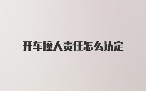 开车撞人责任怎么认定