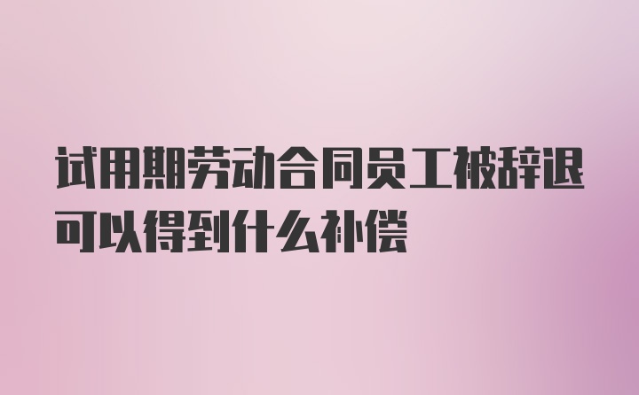 试用期劳动合同员工被辞退可以得到什么补偿