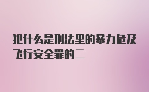 犯什么是刑法里的暴力危及飞行安全罪的二