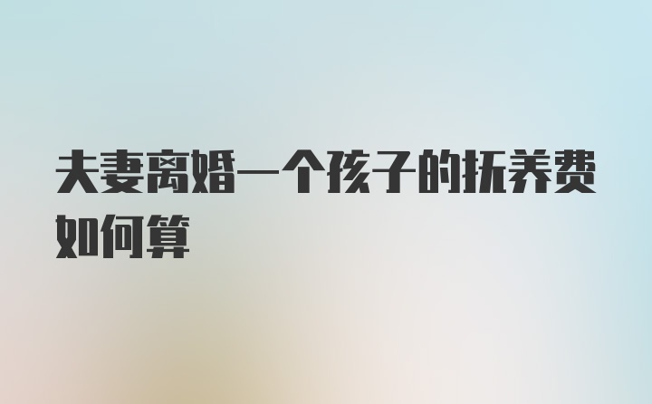 夫妻离婚一个孩子的抚养费如何算