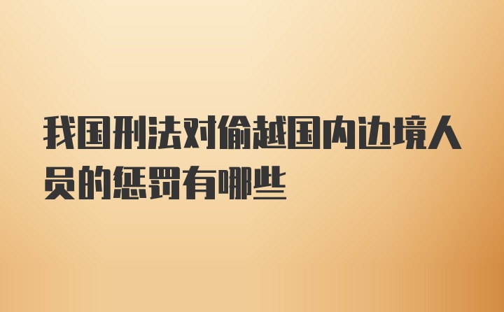 我国刑法对偷越国内边境人员的惩罚有哪些