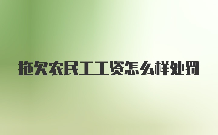 拖欠农民工工资怎么样处罚