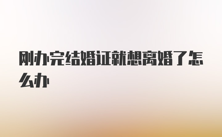 刚办完结婚证就想离婚了怎么办