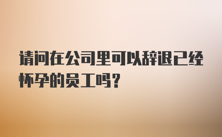 请问在公司里可以辞退已经怀孕的员工吗？