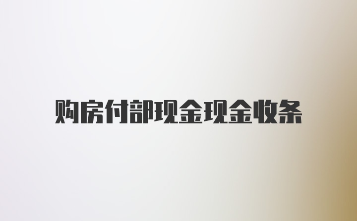 购房付部现金现金收条