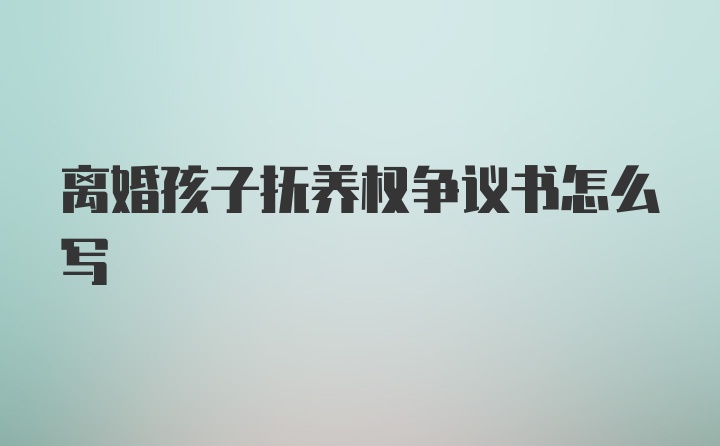 离婚孩子抚养权争议书怎么写