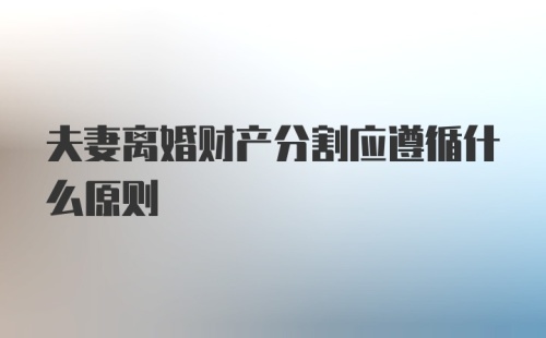 夫妻离婚财产分割应遵循什么原则