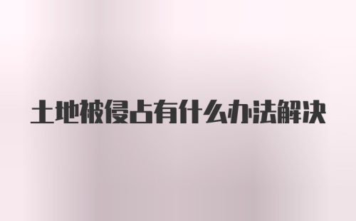 土地被侵占有什么办法解决