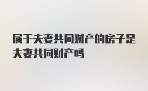 属于夫妻共同财产的房子是夫妻共同财产吗