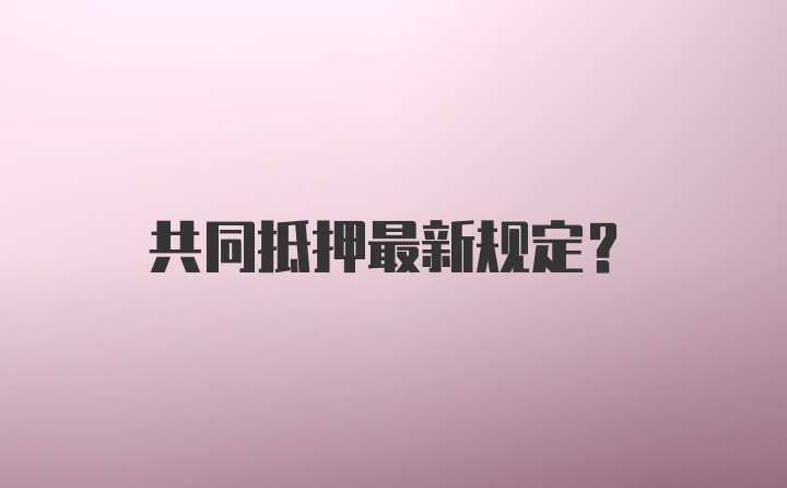 共同抵押最新规定？