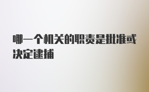 哪一个机关的职责是批准或决定逮捕