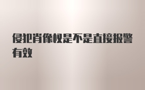 侵犯肖像权是不是直接报警有效