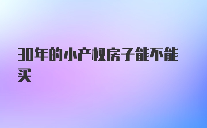 30年的小产权房子能不能买