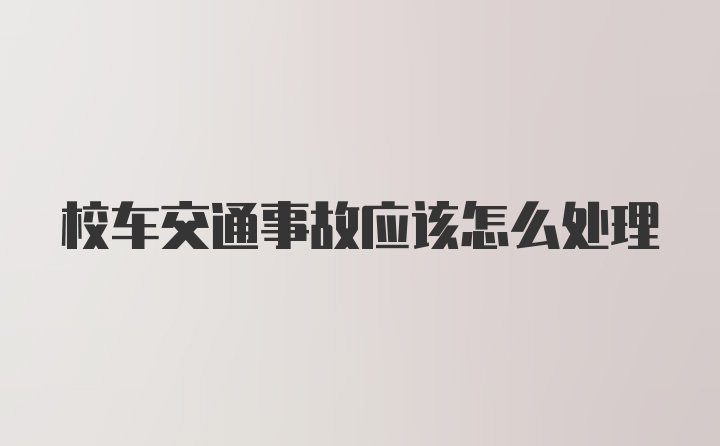 校车交通事故应该怎么处理