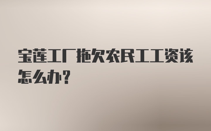 宝莲工厂拖欠农民工工资该怎么办?