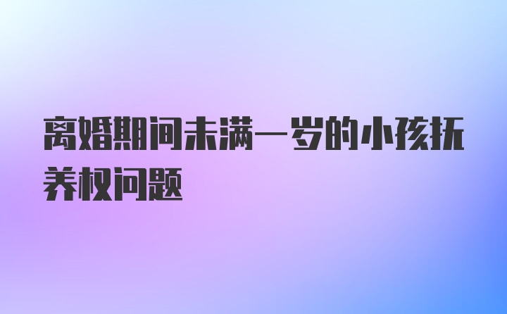 离婚期间未满一岁的小孩抚养权问题