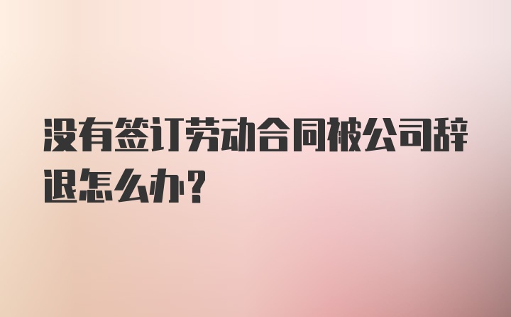 没有签订劳动合同被公司辞退怎么办？