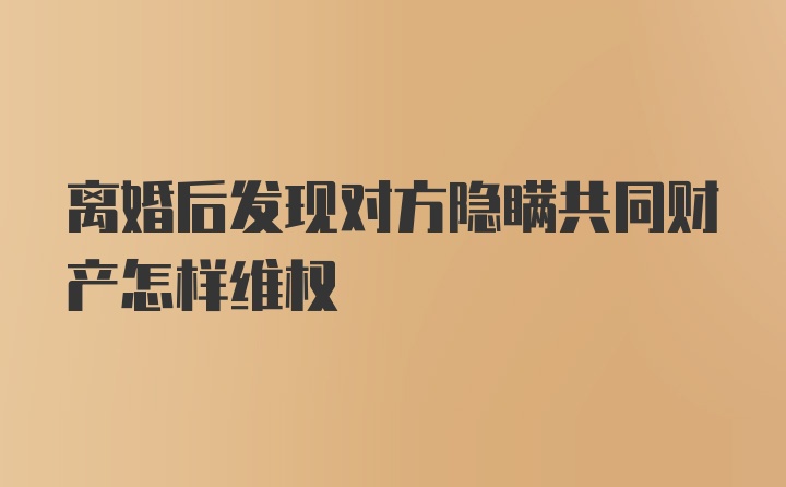 离婚后发现对方隐瞒共同财产怎样维权