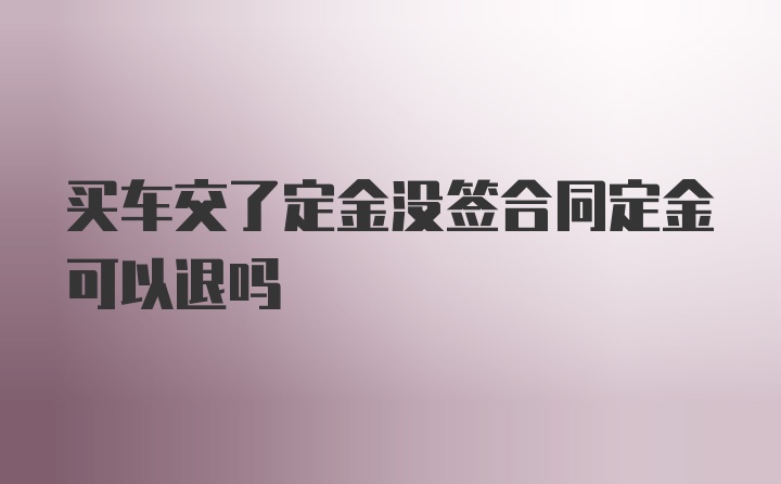 买车交了定金没签合同定金可以退吗