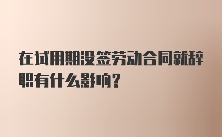 在试用期没签劳动合同就辞职有什么影响？