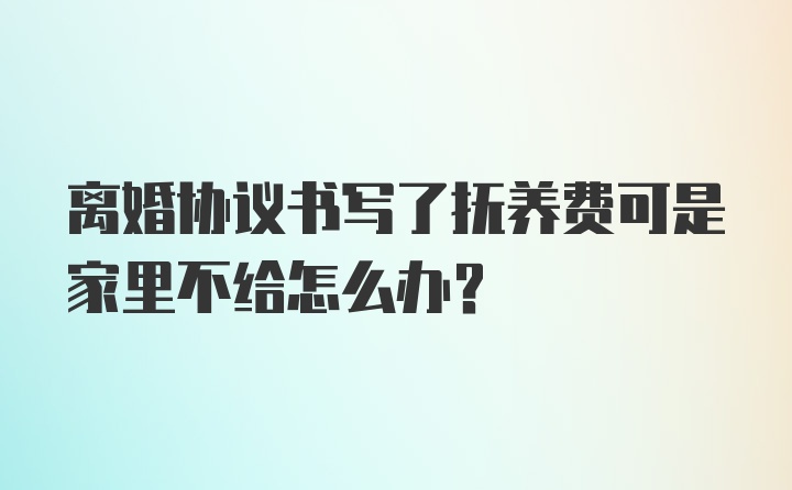 离婚协议书写了抚养费可是家里不给怎么办？