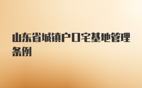 山东省城镇户口宅基地管理条例