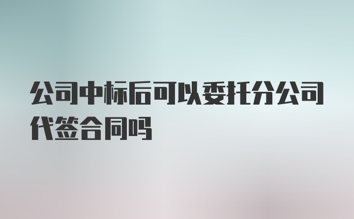 公司中标后可以委托分公司代签合同吗