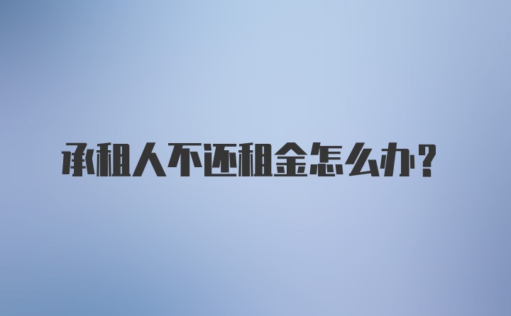 承租人不还租金怎么办？