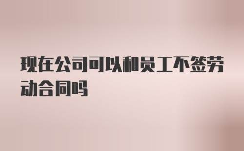 现在公司可以和员工不签劳动合同吗