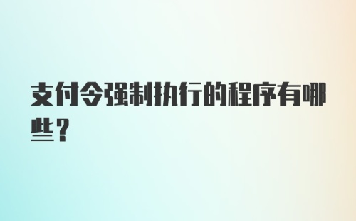 支付令强制执行的程序有哪些?