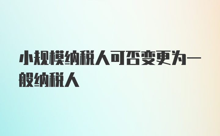 小规模纳税人可否变更为一般纳税人