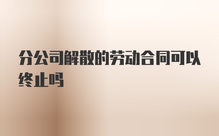 分公司解散的劳动合同可以终止吗