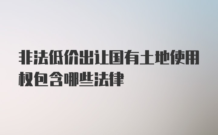 非法低价出让国有土地使用权包含哪些法律