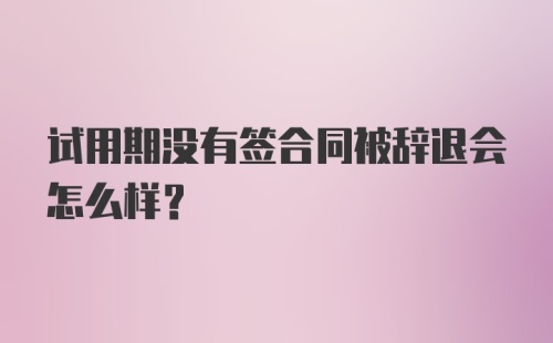 试用期没有签合同被辞退会怎么样？