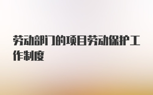 劳动部门的项目劳动保护工作制度