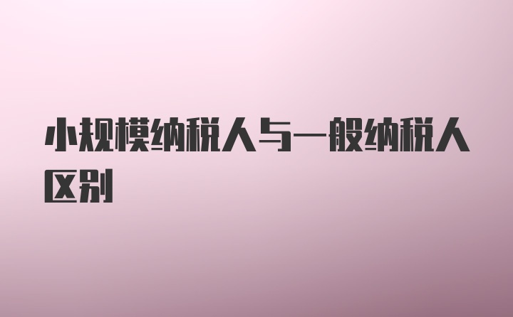 小规模纳税人与一般纳税人区别