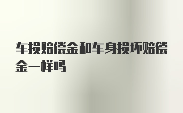 车损赔偿金和车身损坏赔偿金一样吗